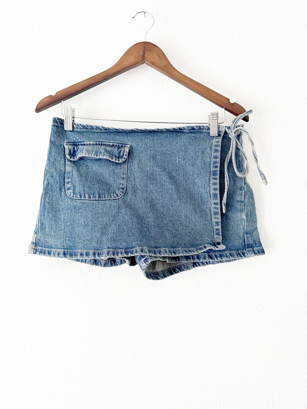 No Boundaries Denim Wrap Skort Retro Tie Waist Skirt-Shorts Small 4-6 Y2K - Picture 2 of 13